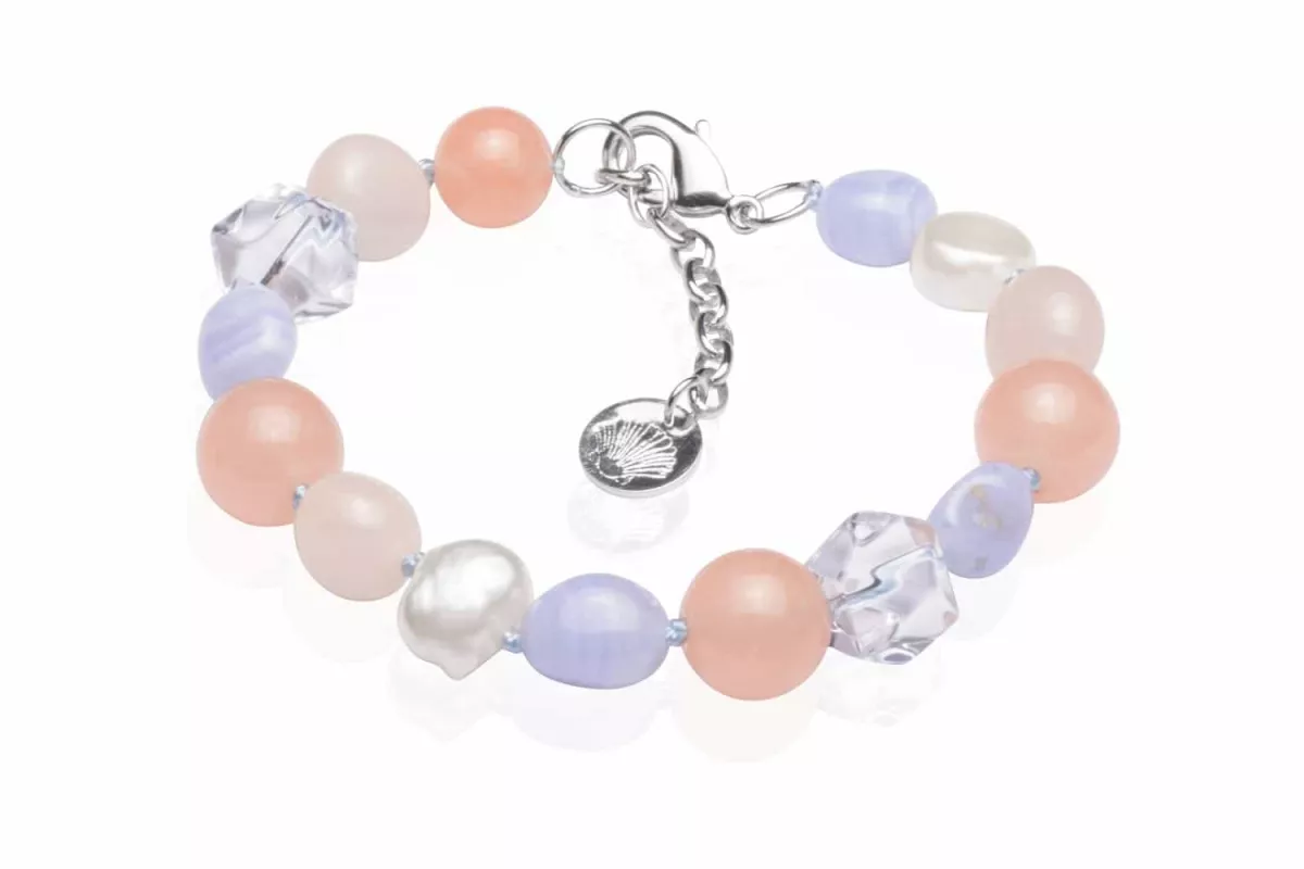 Design Edelstein Armband Achat Nephrit Perlen barock und reisförmig mehrfarbig, 20 cm, Schmucklegierung-Verschluss Design Edelstein Armband Achat Nephrit Perlen barock und reisförmig mehrfarbig, 20 cm, Schmucklegierung-Verschluss